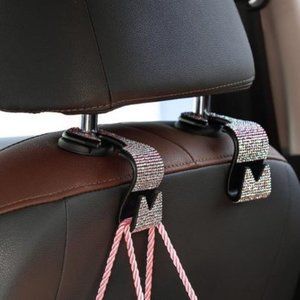 2pcs Rhinestone Car Seat Back Hook Bling Artificial Diamond Hanger